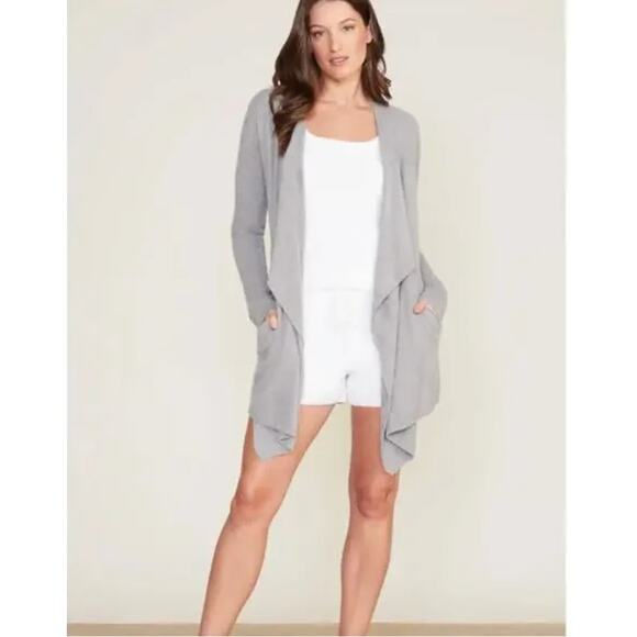 Barefoot Dreams CozyChic Lite Gray Open Front Drape Cardigan NWT 2X Plus SOFT - Picture 1 of 9
